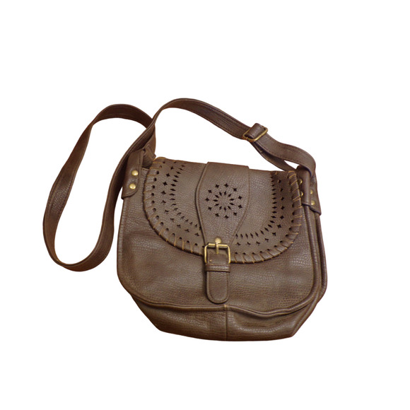 Mossimo Supply Co. Handbags - Mossimo Brown Faux Leather Cutouts Western Style Shoulder Bag